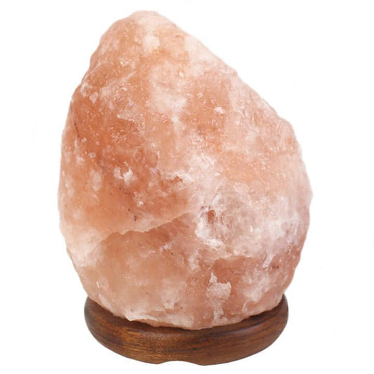 Himalayan salt lamp on a white background