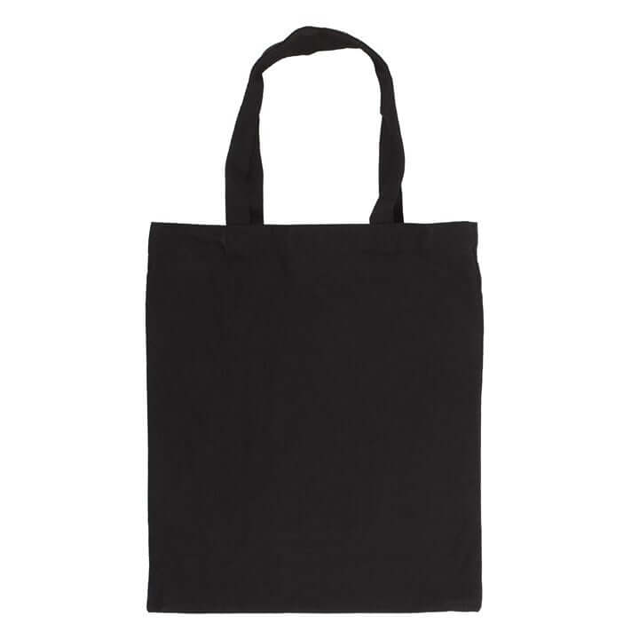 Black tote bag on a white background