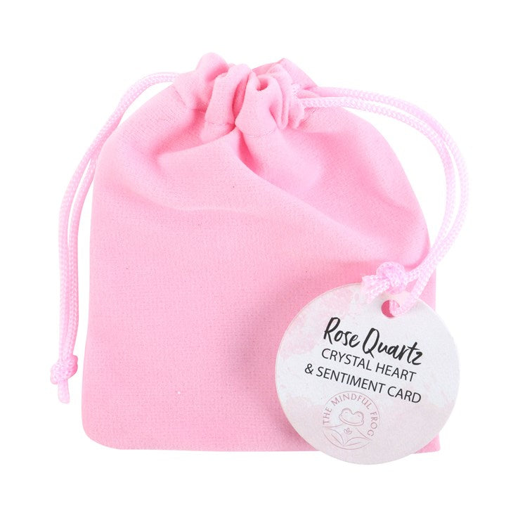 I Love You Rose Quartz Crystal Heart in a Bag N/A