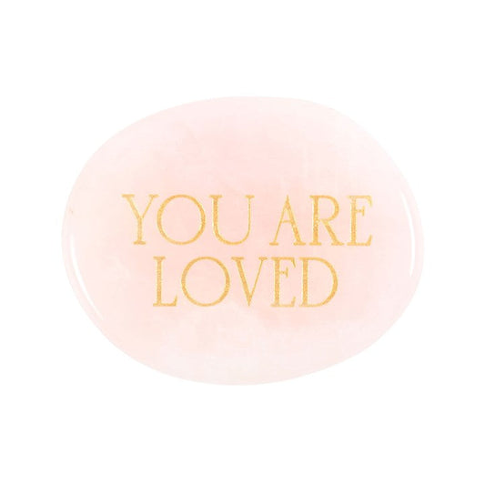 You Are Loved Rose Quartz Crystal Palm Stone N/A
