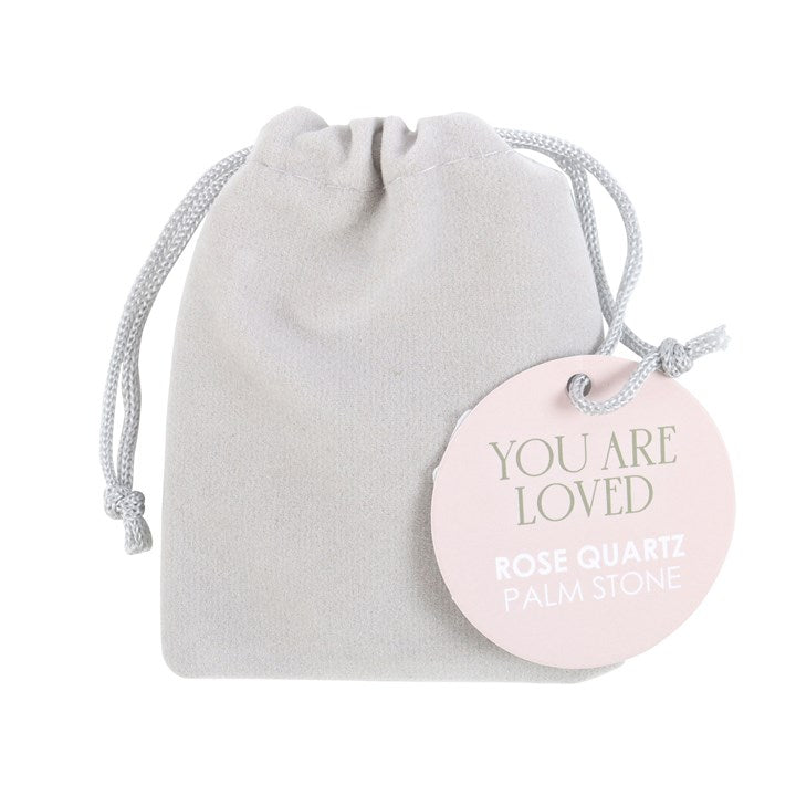 You Are Loved Rose Quartz Crystal Palm Stone N/A