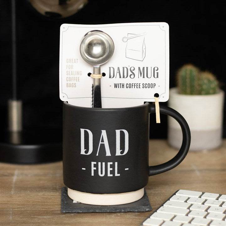 Dad Fuel Mug with Coffee Scoop Clip – Fun Gift for Coffee-Loving Dads-Sociodigi