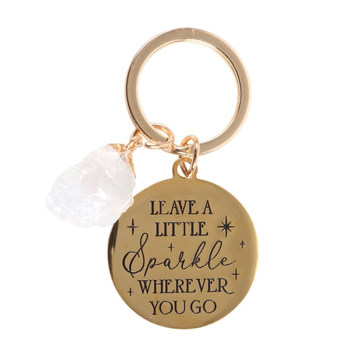 Leave a Little Sparkle Clear Quartz Crystal Keyring N/A