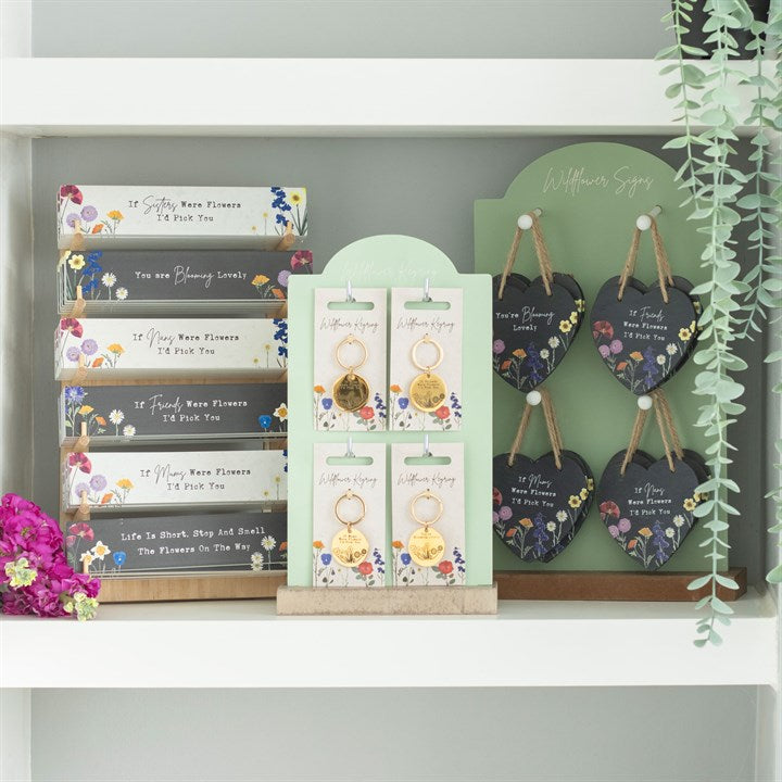 Set of 24 Wildflower Keyrings on Display – Gold-Tone Sentimental Keychains for Mum, Nan, Friends & Loved Ones-Sociodigi