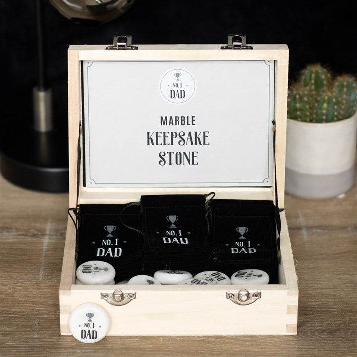 Box of 24 ‘No. 1 Dad’ Marble Keepsake Stones – Father’s Day Gift-Sociodigi