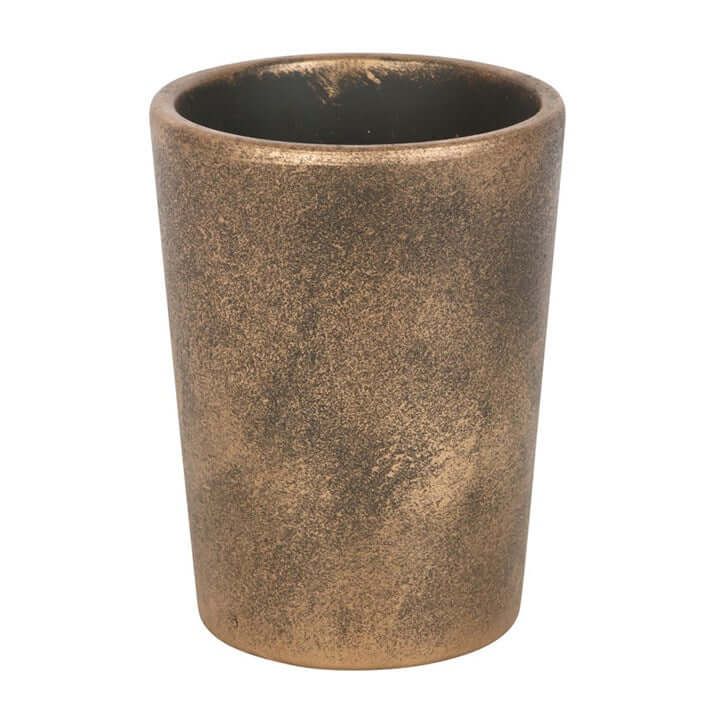 Bronze-colored planter pot on a white background