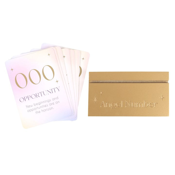 Angel Number Affirmation Cards with Wooden Stand N/A
