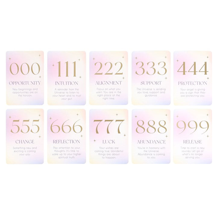 Angel Number Affirmation Cards with Wooden Stand N/A