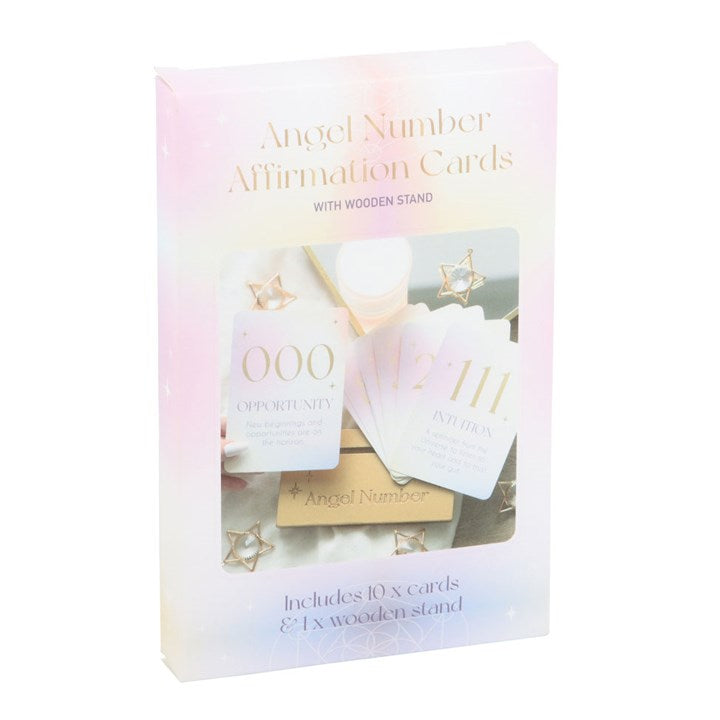 Angel Number Affirmation Cards with Wooden Stand N/A