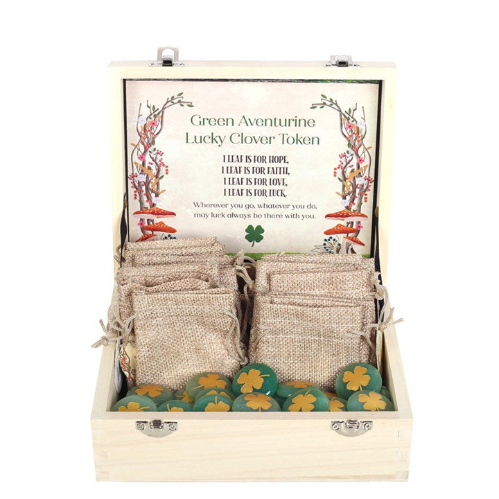 Set of 24 Lucky Clover Sentiment Stones – Pocket Good Luck & Positivity Tokens-Sociodigi