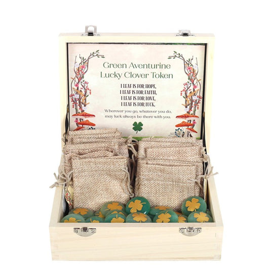 Set of 24 Lucky Clover Sentiment Stones – Pocket Good Luck & Positivity Tokens-Sociodigi