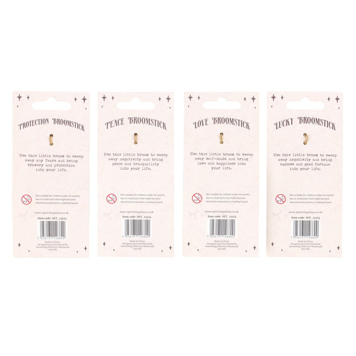 Pack of 12 Lucky Crystal Broomstick Car Charms – 4 Magical Designs-Sociodigi