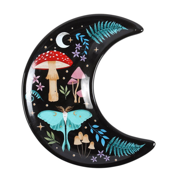 *Dark Forest Print Crescent Moon Ceramic Trinket Dish (12/24) N/A