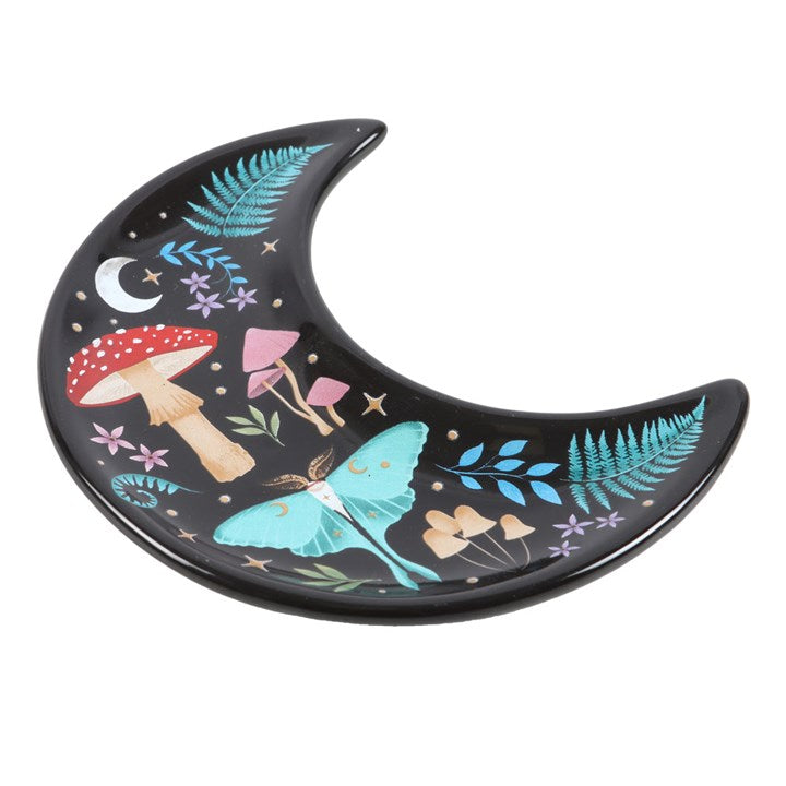 *Dark Forest Print Crescent Moon Ceramic Trinket Dish (12/24) N/A