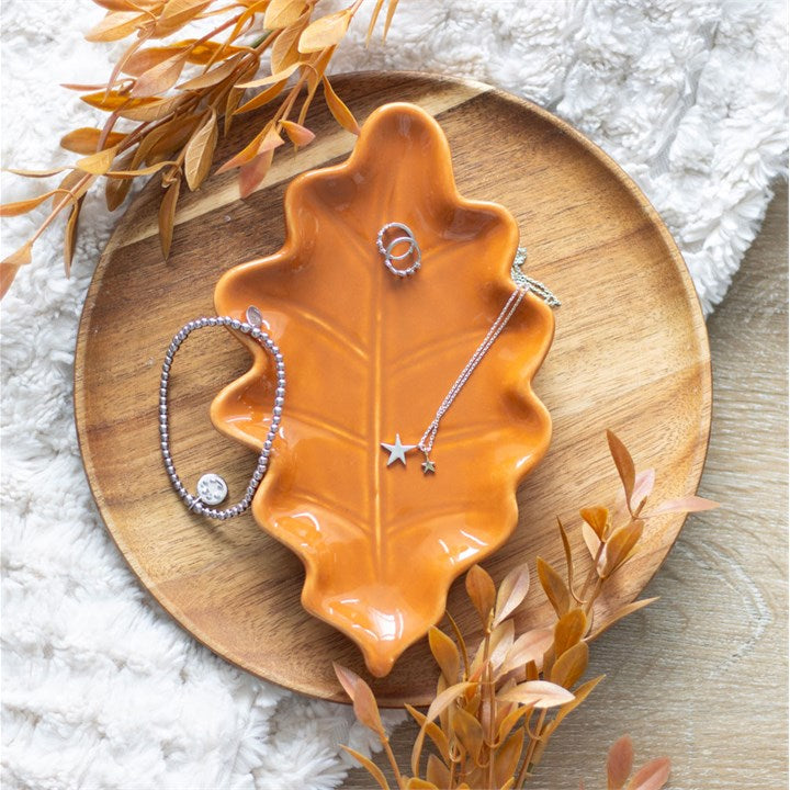 Ceramic Autumn Leaf Dish – Trinket & Jewellery Holder-Sociodigi