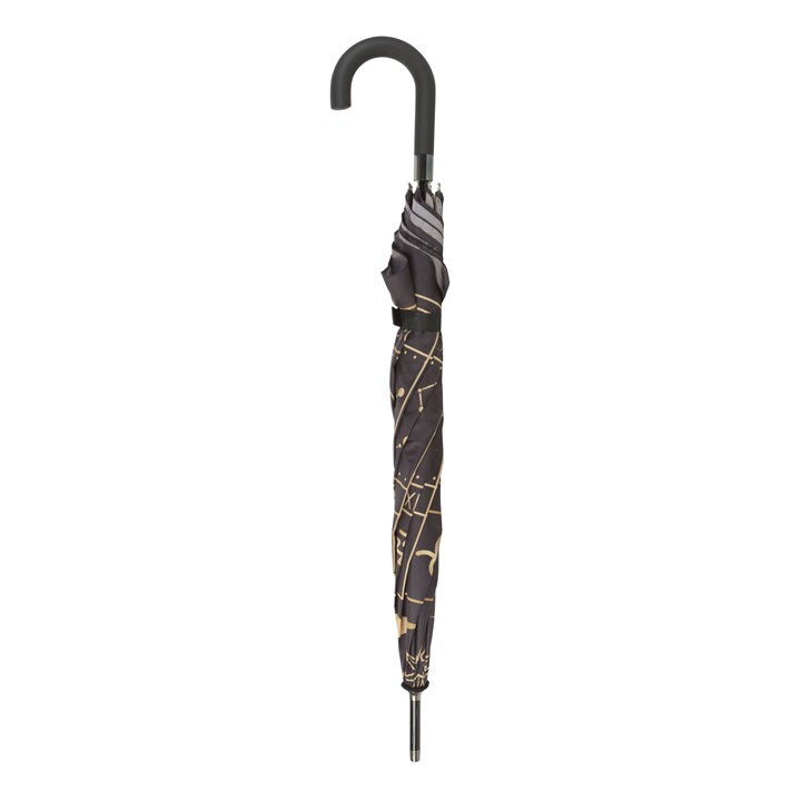 Black Astrology Wheel Umbrella – Stylish Gold Zodiac Rain Protection-Sociodigi