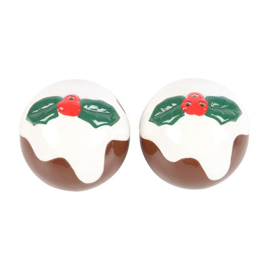 Christmas Pudding Salt and Pepper Shakers – Festive Tableware Set-Sociodigi