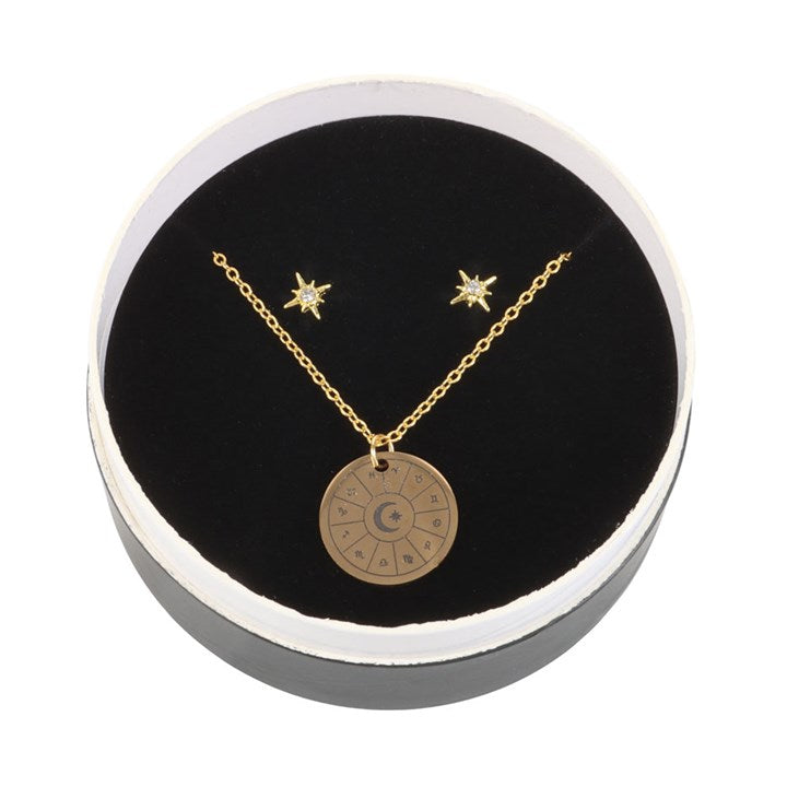 Astrology Wheel Earring and Necklace Set N/A
