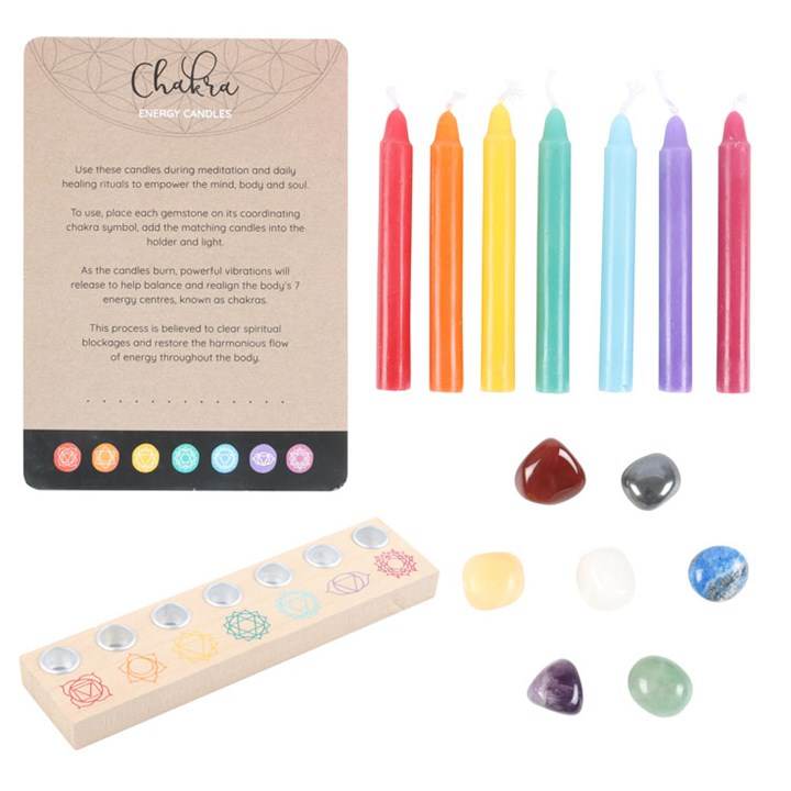 Chakra Candle & Crystal Gift Set Meditation & Energy Healing-Sociodigi