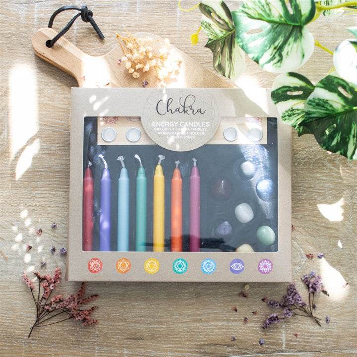 Chakra Candle & Crystal Gift Set Meditation & Energy Healing-Sociodigi