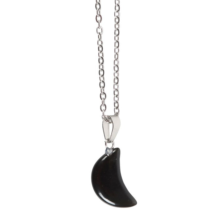 Black Obsidian Crystal Moon Necklace on Greeting Card N/A