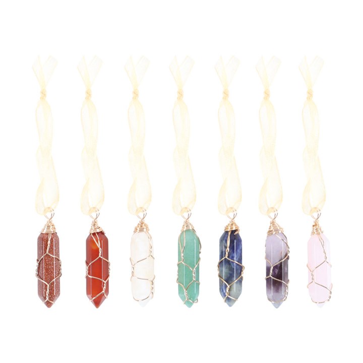 Set of 7 Crystal Christmas Tree Decorations Healing Crystal Ornaments-Sociodigi