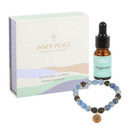 Blue Lace Agate Bracelet with Essential Oil Inner Peace Gift Set-Sociodigi