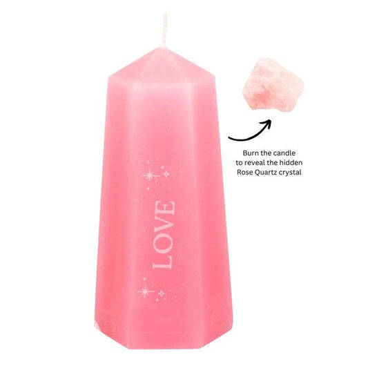 Love Crystal Candle with Rough Rose Quartz-Sociodigi