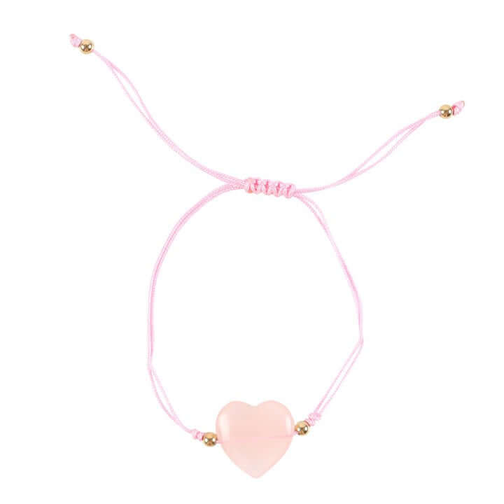 You Are Loved Rose Quartz Crystal Heart Bracelet N/A