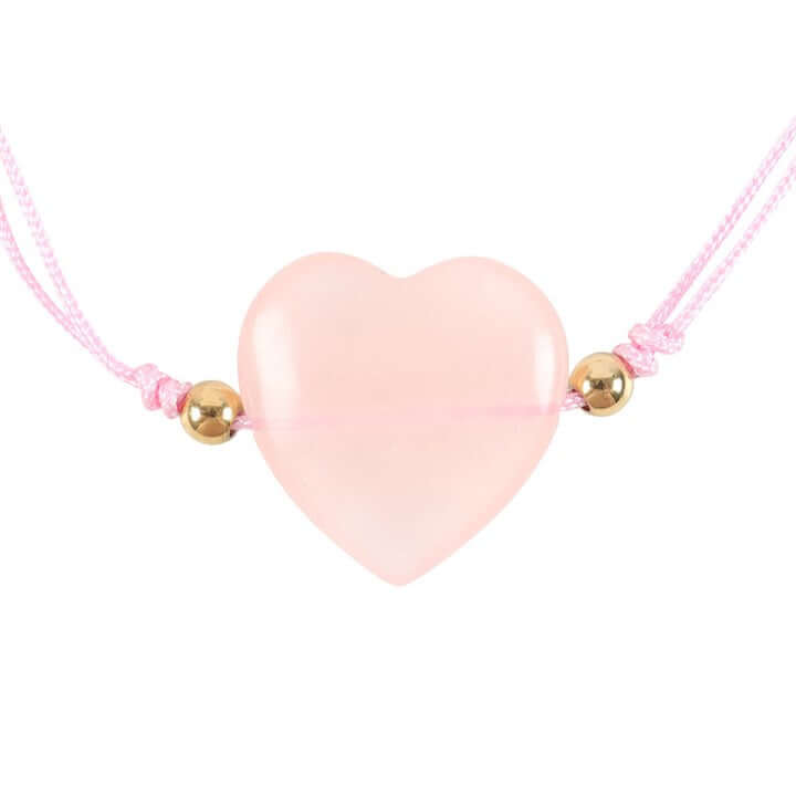 You Are Loved Rose Quartz Crystal Heart Bracelet N/A