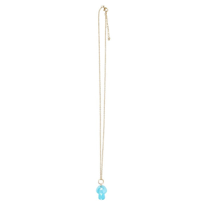 Blue Aura Crystal Mushroom Necklace Greeting Card N/A