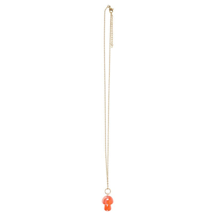 Orange Aura Crystal Mushroom Necklace Greeting Card N/A