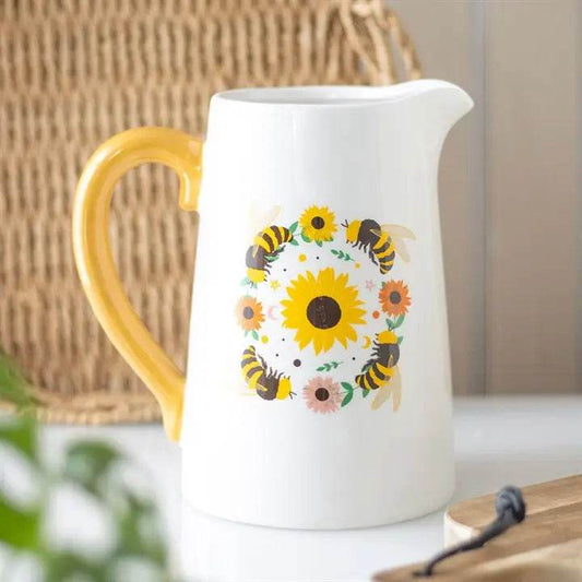 Bee and Sunflower Ceramic Flower Jug-Sociodigi