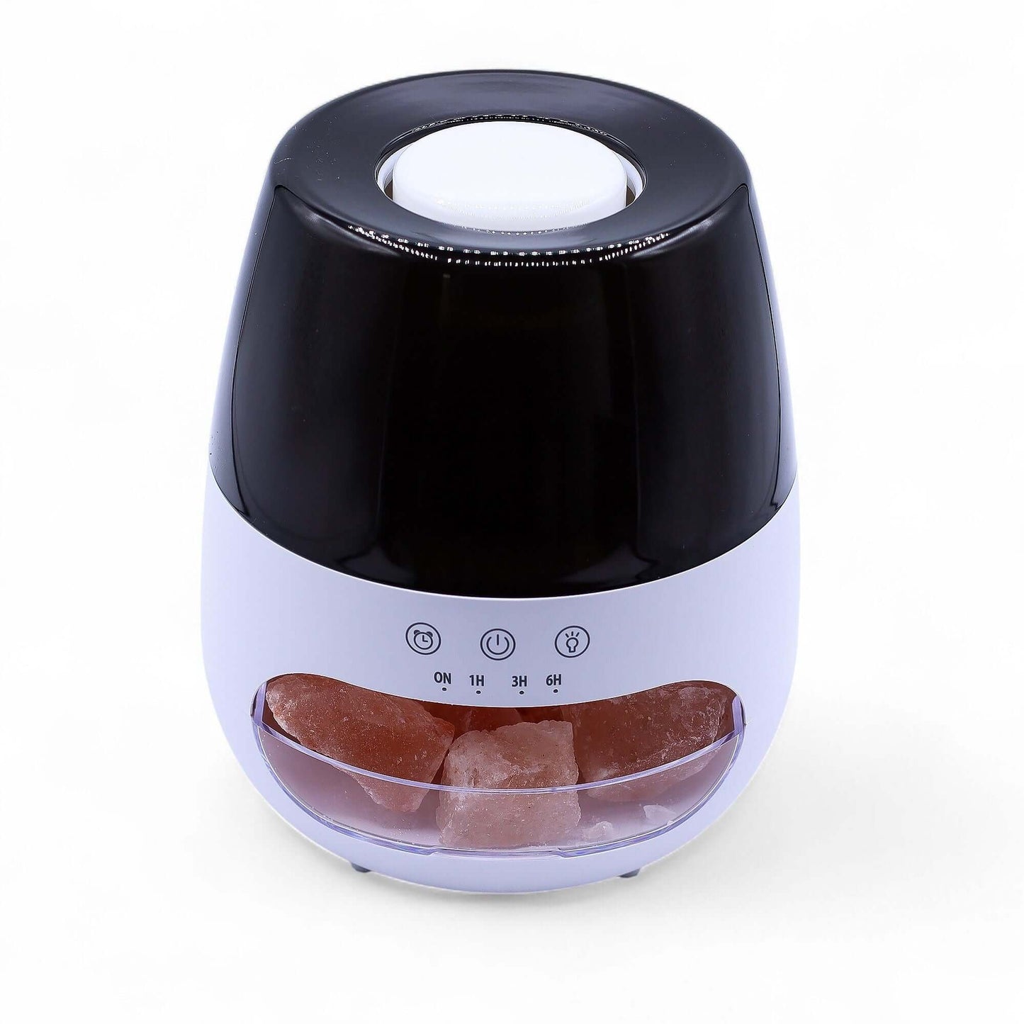Salt Stone Flame Effect Aroma Diffuser in white with USB and color change features.