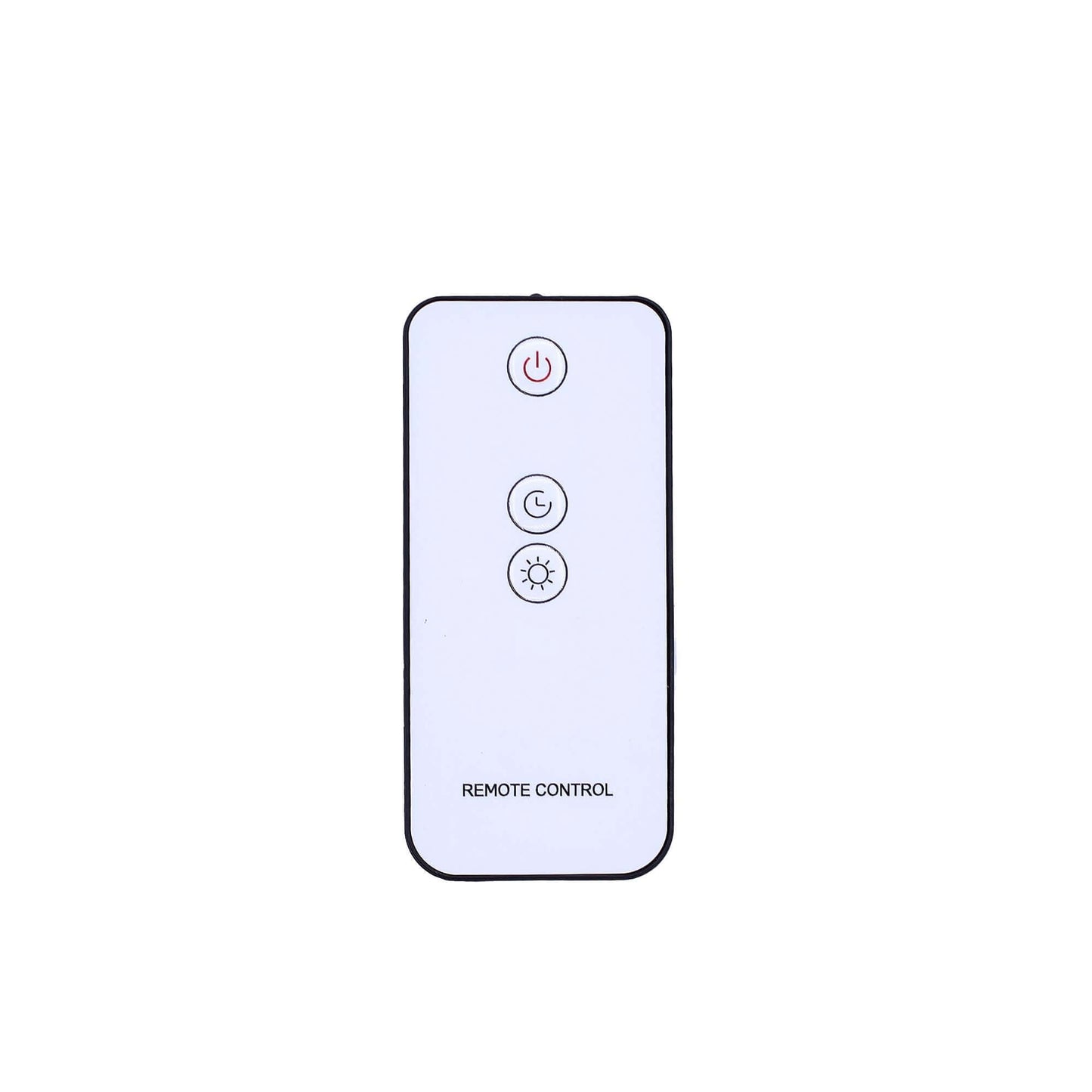 Remote control for the Salt Stone Flame Effect Aroma Diffuser with power and timer settings.