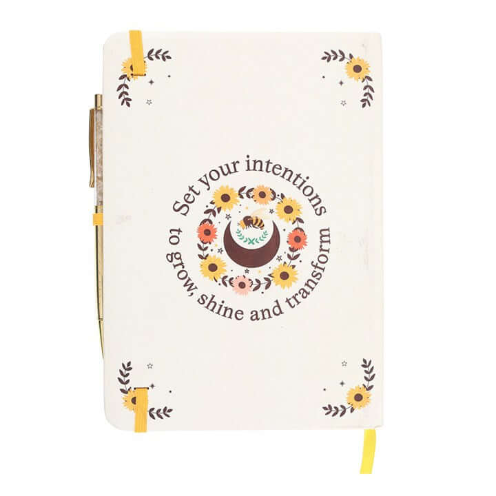 Set Your Intentions Journal with Citrine Crystal Pen – Summer Solstice Mindfulness Set-Sociodigi