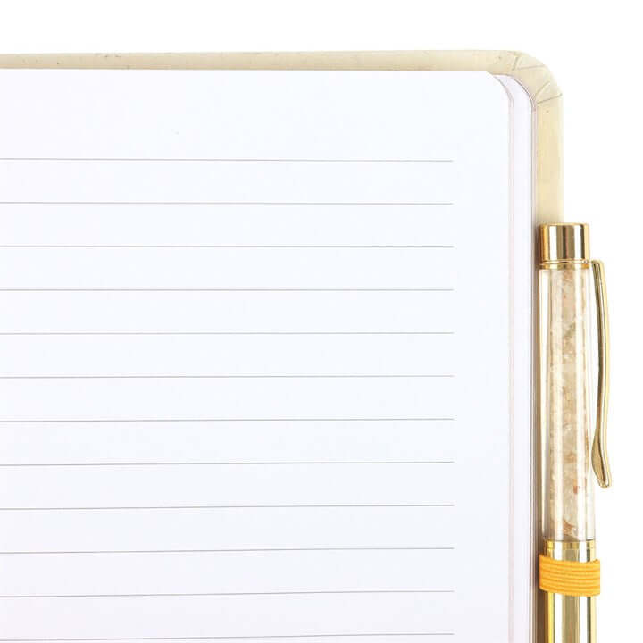 Set Your Intentions Journal with Citrine Crystal Pen – Summer Solstice Mindfulness Set-Sociodigi