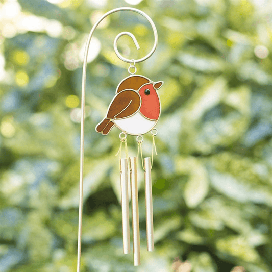 Set of 12 Robin Remembrance Windchime Stakes in Display