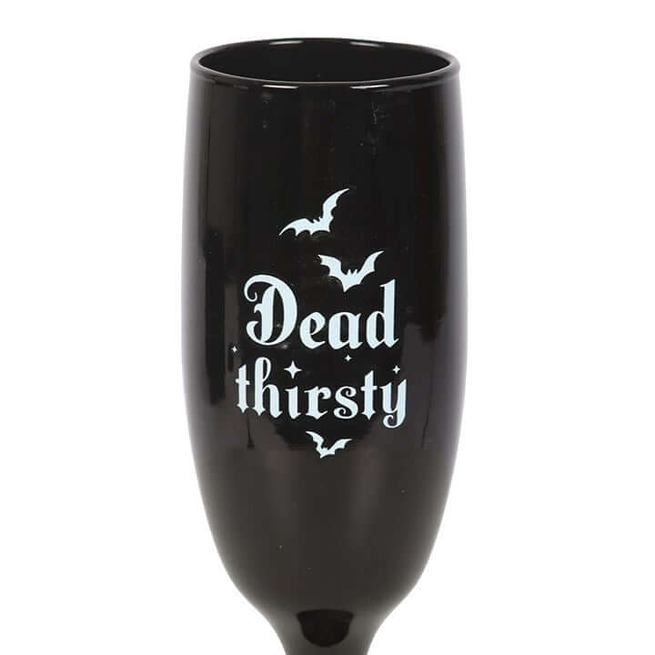 Set of 2 Dead Thirsty Black Champagne Flutes – Gothic Celebration Glassware (300ml)-Sociodigi