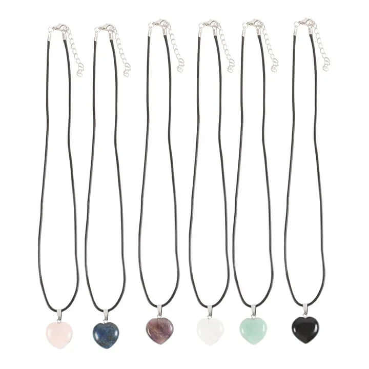 Set of 24 Healing Heart Crystal Necklaces in Display-Sociodigi