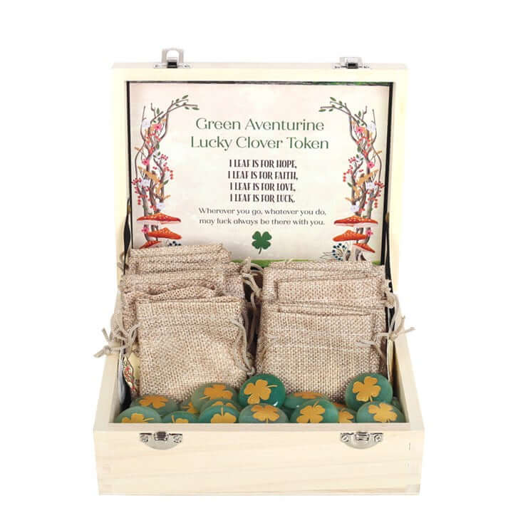 Set of 24 Lucky Clover Sentiment Stones – Pocket Good Luck & Positivity Tokens-Sociodigi