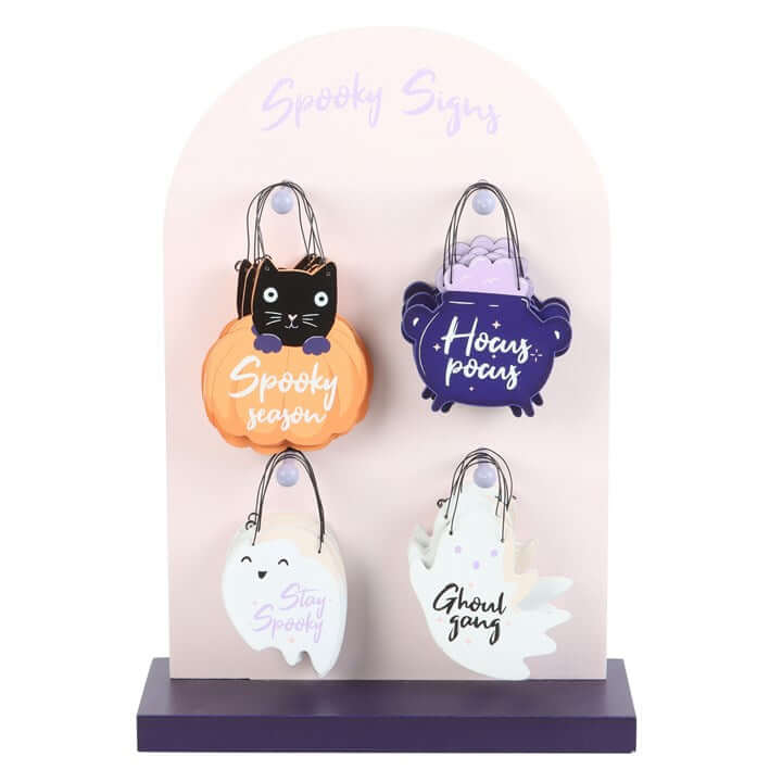 Set of 24 Mini Spooky Halloween Signs with Retail Display-Sociodigi