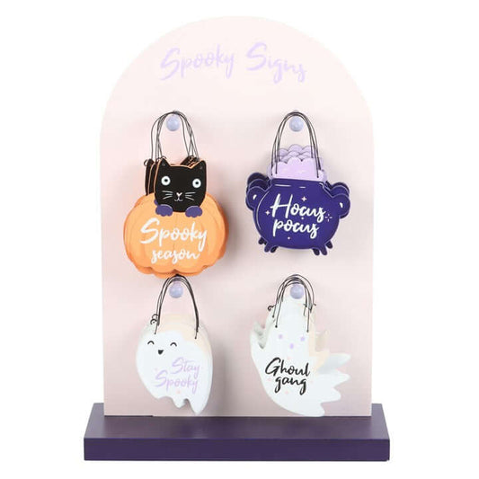 Set of 24 Mini Spooky Halloween Signs with Retail Display-Sociodigi
