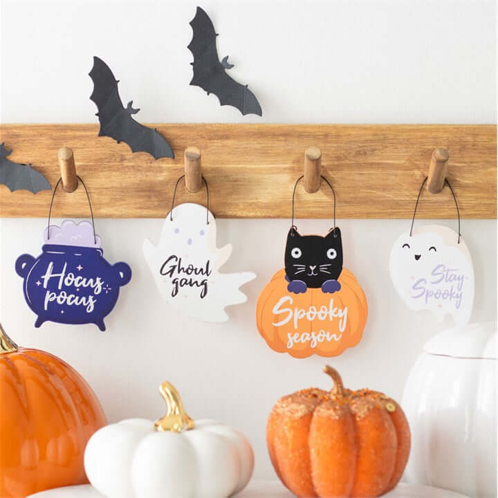 Set of 24 Mini Spooky Halloween Signs with Retail Display-Sociodigi