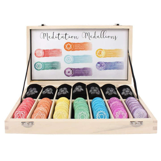 Set of 42 Chakra Meditation Stones – Marble Healing Stones with Velvet Pouches-Sociodigi