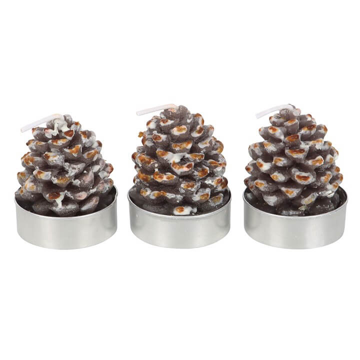 Set of 6 Pinecone Tealight Candles – Woodland Winter Christmas Decor-Sociodigi