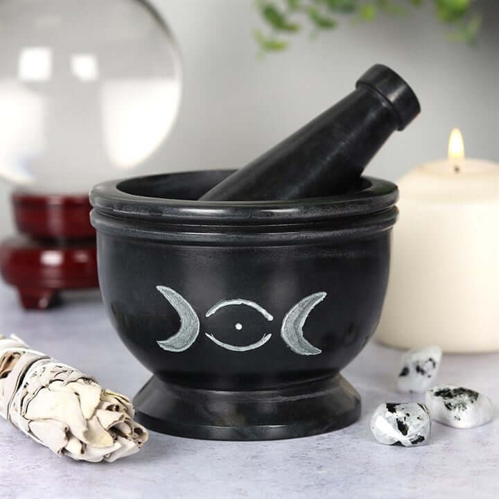 Soap Stone Triple Moon Pestle and Mortar-Sociodigi