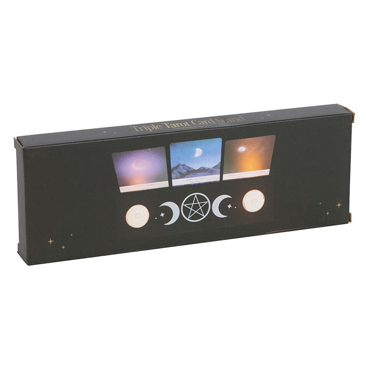 Black Triple Moon Tarot Card Stand Tealight Holder N/A