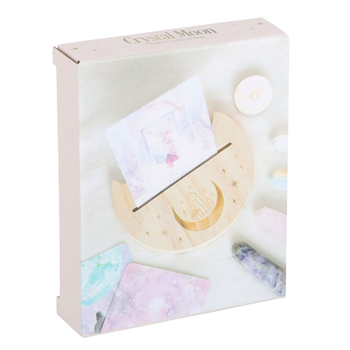 Natural Crystal Crescent Moon Tarot Card Stand N/A