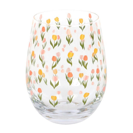 Tulip Print Stemless Glass N/A